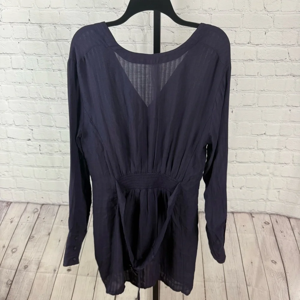 Free People Back in the Spotlight Belted Button Down Shirt Size Large